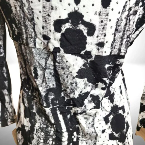 Just Cavalli Dress NWT IT 46 US 12 Black White Abstract Print Bodycon - Picture 7 of 12